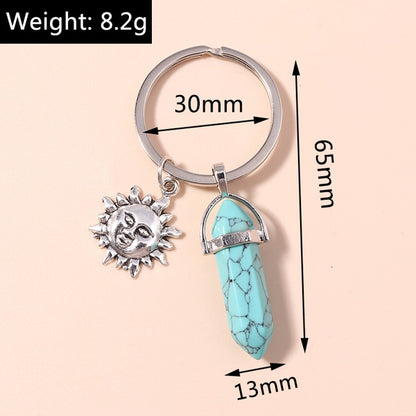 Sun Turquoise Crystal Keychain