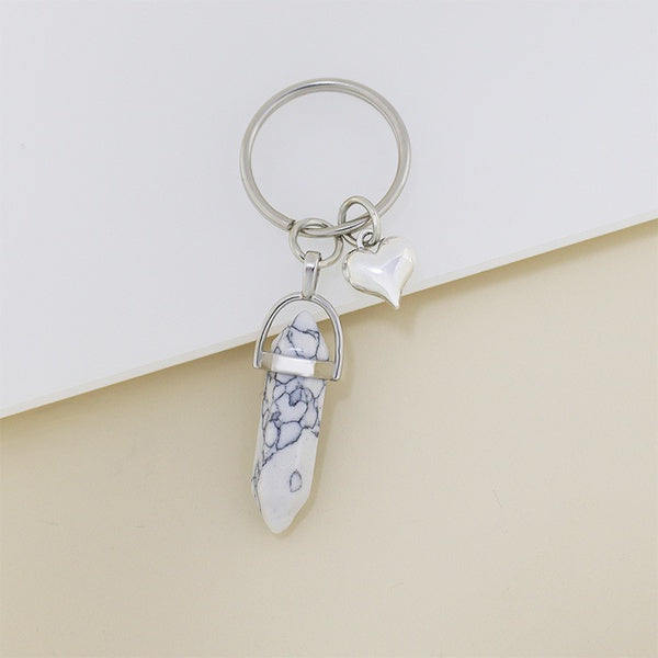 ~ CLEARANCE ~ Marble Quartz Heart Crystal Keychain