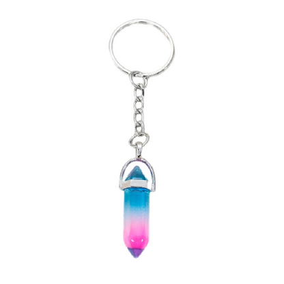 Gradient Quartz Crystal Keychain