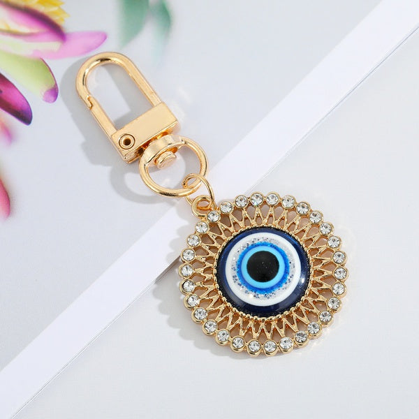 Sun Golden Evil Eye Keychain