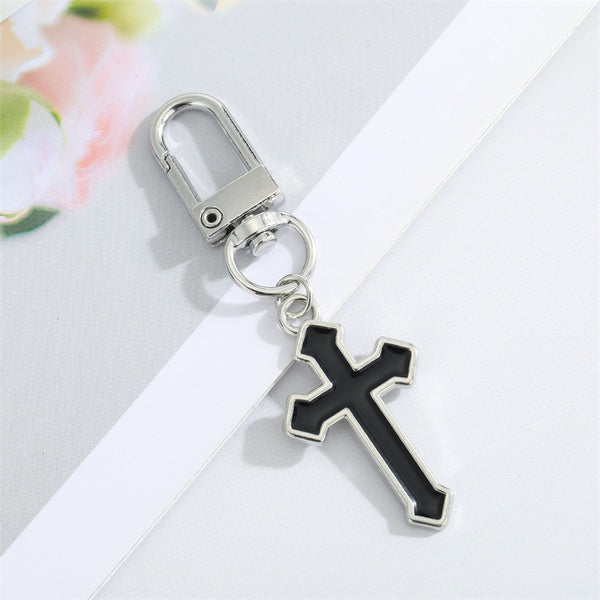 Black Cross Christian Keychain